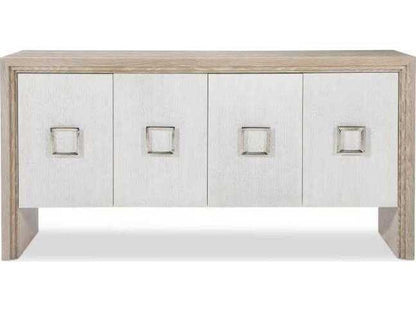 Wythe Four Door Credenza in Blonde Cerused Oak with Antique Brass Pulls