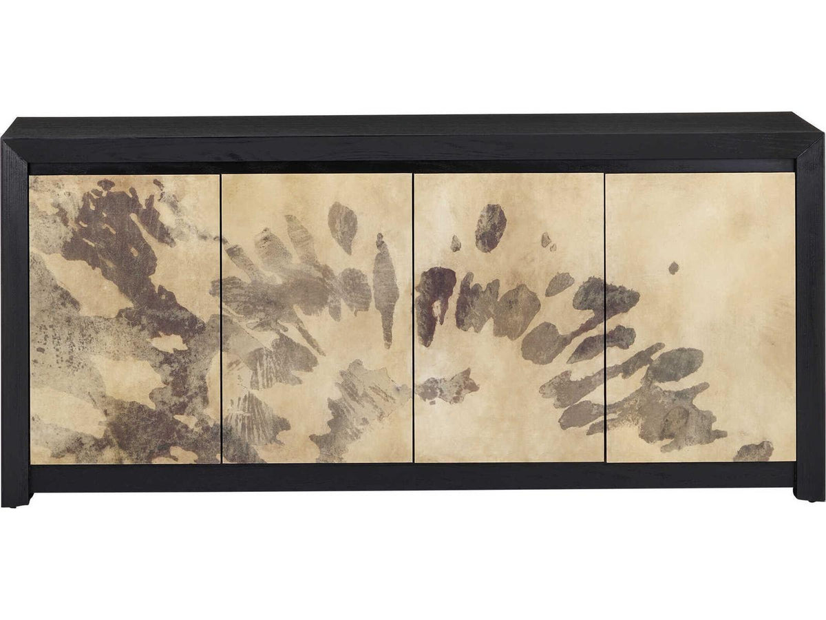 Currey and Company Karlson 80-Inch Credenza Natural Vellum Caviar Black Finish