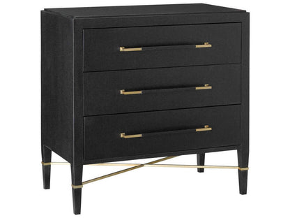 Vistas 3-Drawers Gold Solid Wood Chest Nightstand