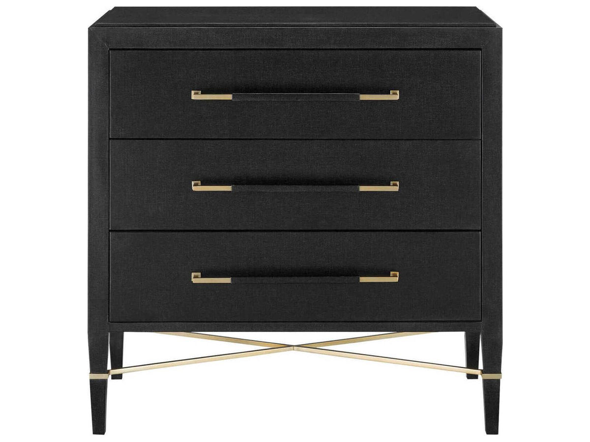 Vistas 3-Drawers Gold Solid Wood Chest Nightstand