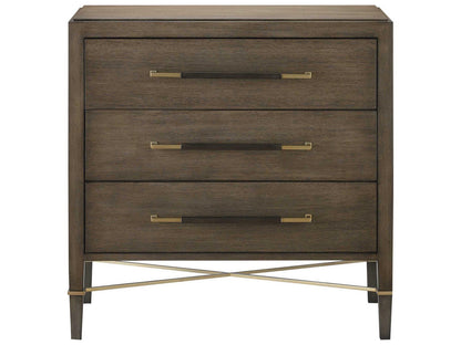 Vistas 3-Drawers Brown Mahogany Wood Chest Nightstand