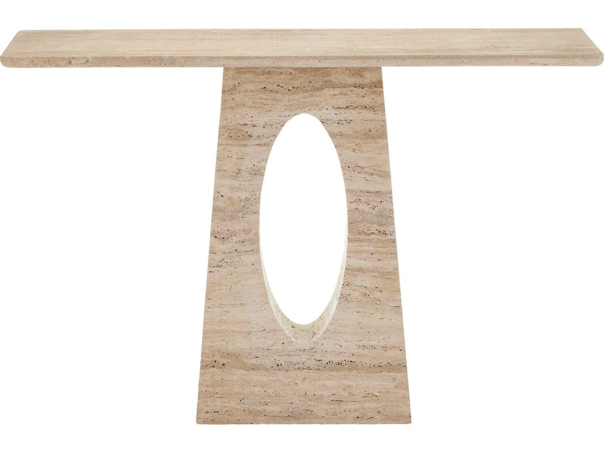 Currey and Company Demi Rectangular Travertine Console Table in Natural Beige