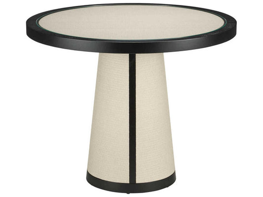 Currey and Company Deanna Round Entry Table in Ivory Black Clear Finish