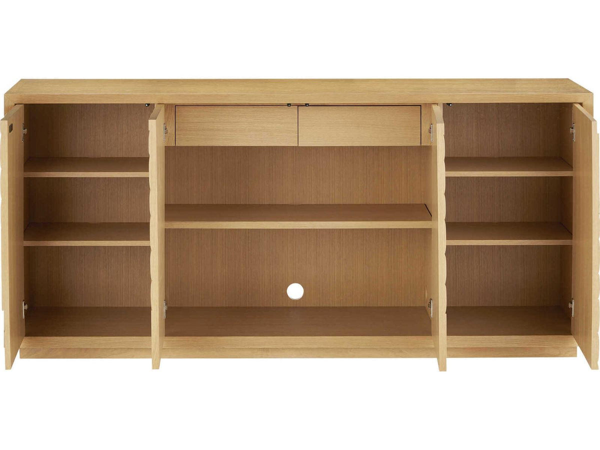 Currey and Company Margot 84-Inch Light Oak Credenza with Velvet-Lined Drawers