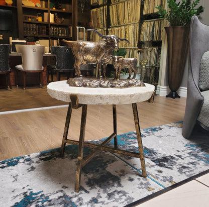 Century Furniture Grand Tour Inlay Crystal Stone Top Side Table Floor Sample