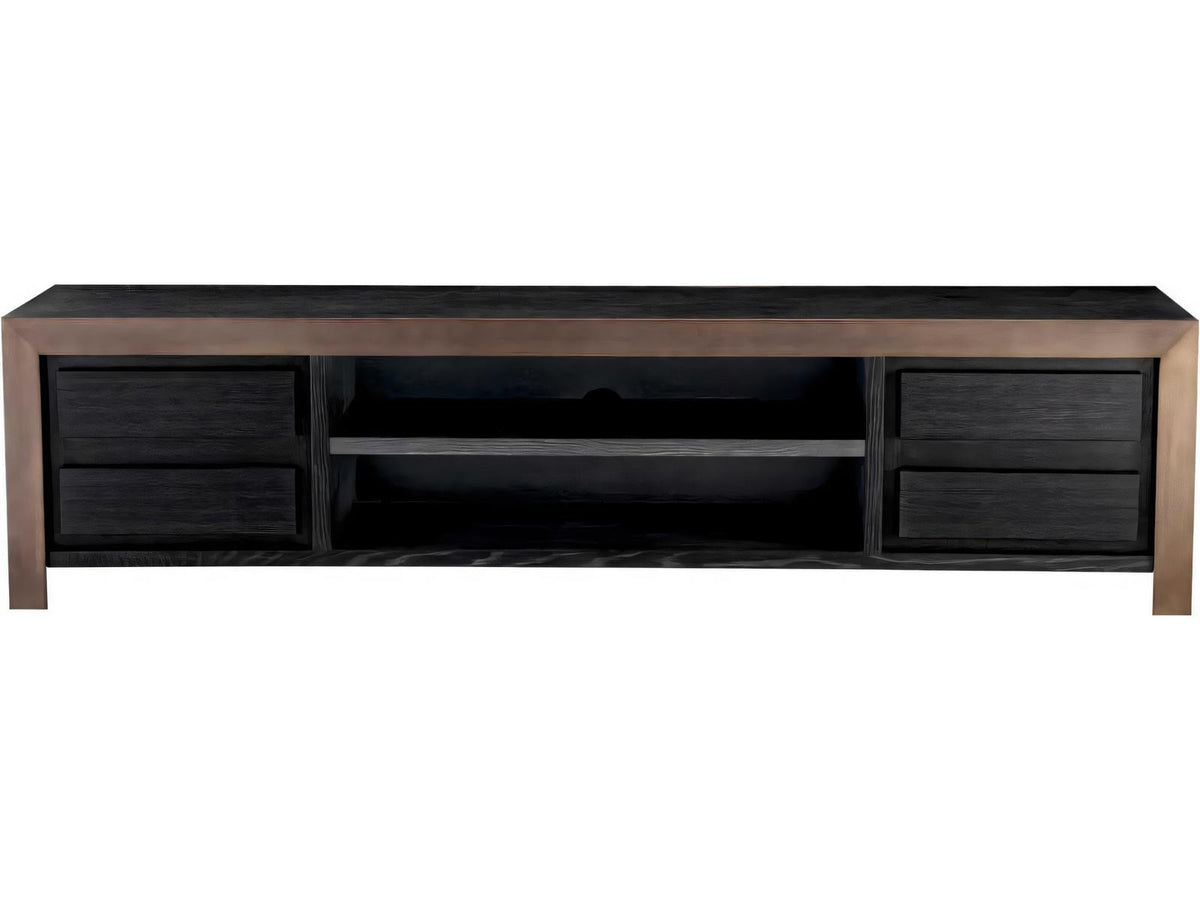 Talbot Charcoal Grey Oak Veneer TV Cabinet with Medium Bronze Finish