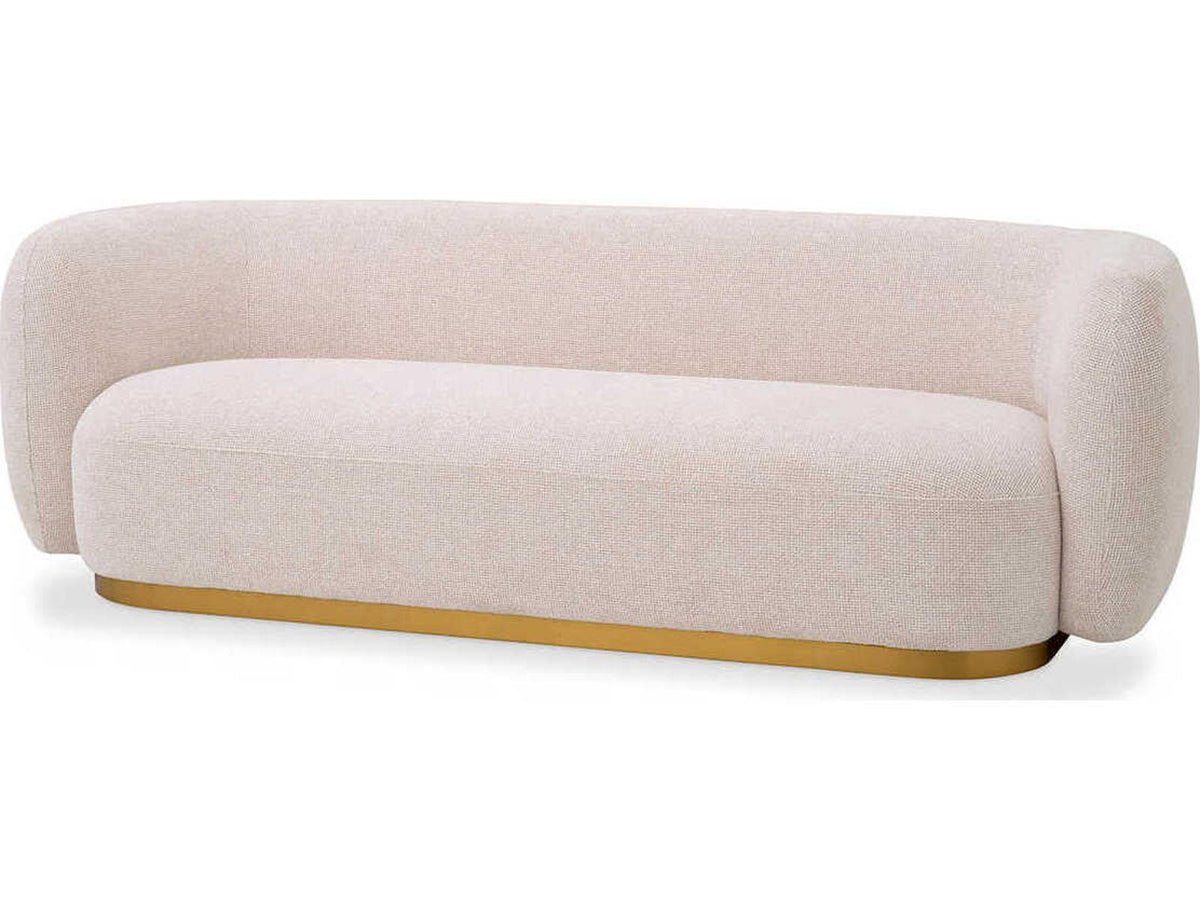 Roxy 3-Seat Fabric Sofa in Lyssa Off-White with Brushed Brass Base