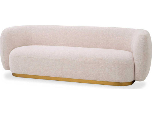 Roxy 3-Seat Fabric Sofa in Lyssa Off-White with Brushed Brass Base