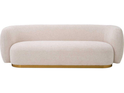 Roxy 3-Seat Fabric Sofa in Lyssa Off-White with Brushed Brass Base