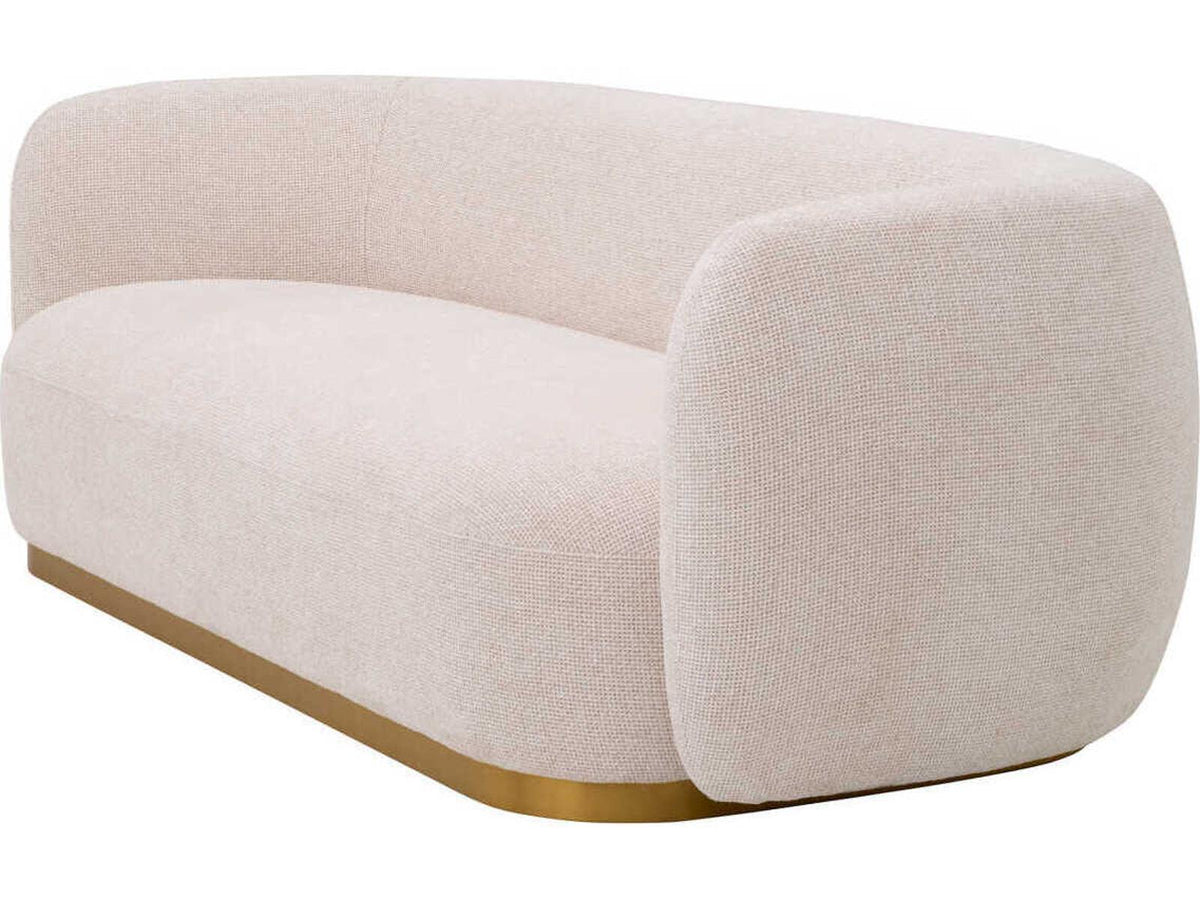 Roxy 3-Seat Fabric Sofa in Lyssa Off-White with Brushed Brass Base