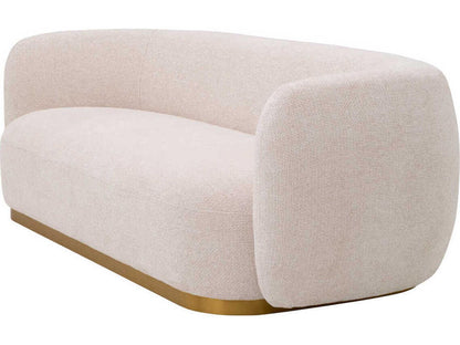 Roxy 3-Seat Fabric Sofa in Lyssa Off-White with Brushed Brass Base