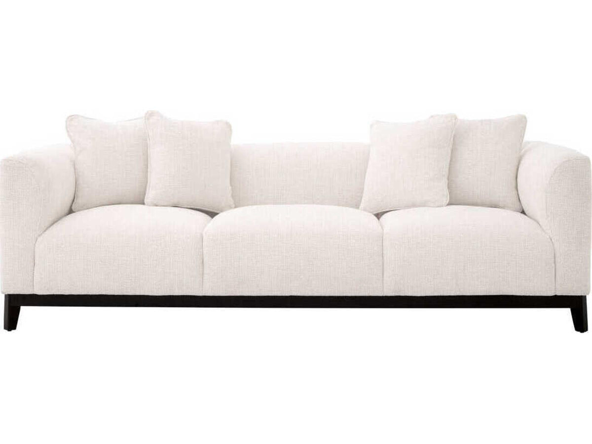 Corso 3-Seat Upholstered Sofa in Lyssa Off-White Fabric with Black Base