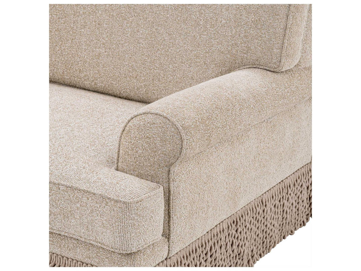 Madison Metropolitan Collection Palmer Beige Upholstered Sofa with Fringe