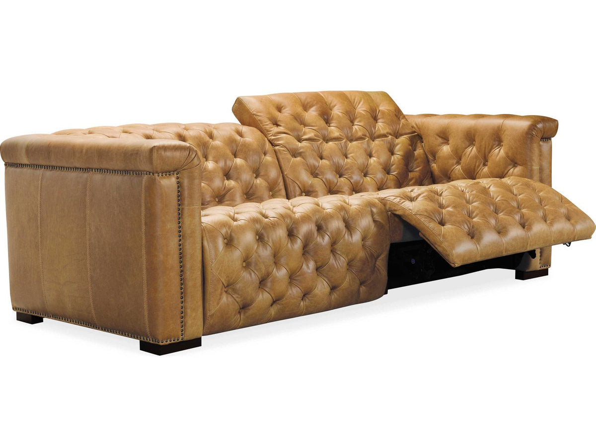 Savion 2-Seat Power Reclining Sofa with Power Headrests in Saddlebag Coin Leather