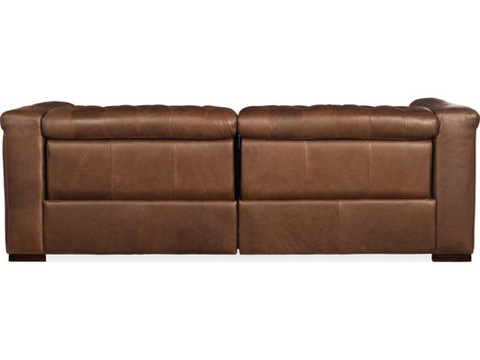Savion Power Reclining Aniline Leather Sofa with Power Headrests in Saddlebag Lodge