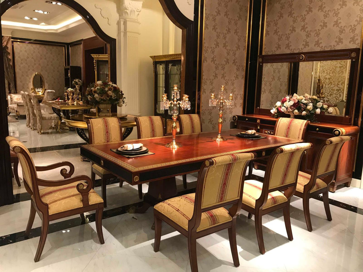 E-10 Rectangular Wood Dining Table with Double Pedestal Base