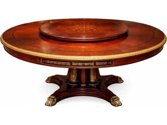 E-16 Round Wood Dining Table with Curved Legs