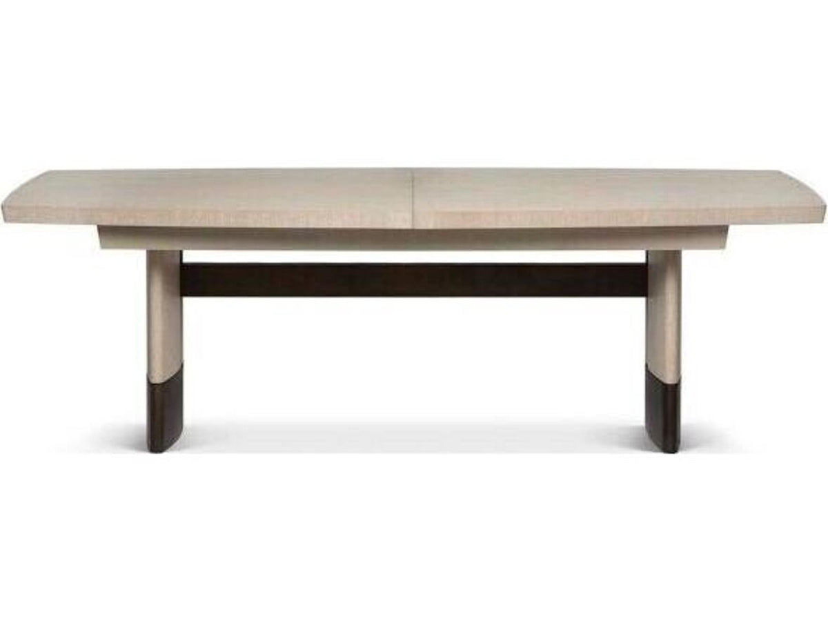 Boynton Rectangular Oak Wood Extendable Dining Table with Classic Bronze Base