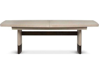 Boynton Rectangular Oak Wood Extendable Dining Table with Classic Bronze Base