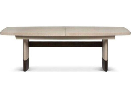 Boynton Rectangular Oak Wood Extendable Dining Table with Classic Bronze Base