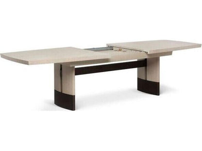 Boynton Rectangular Oak Wood Extendable Dining Table with Classic Bronze Base