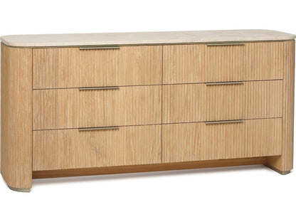 Morrison 6-Drawers Beige Mindi Wood Double Dresser