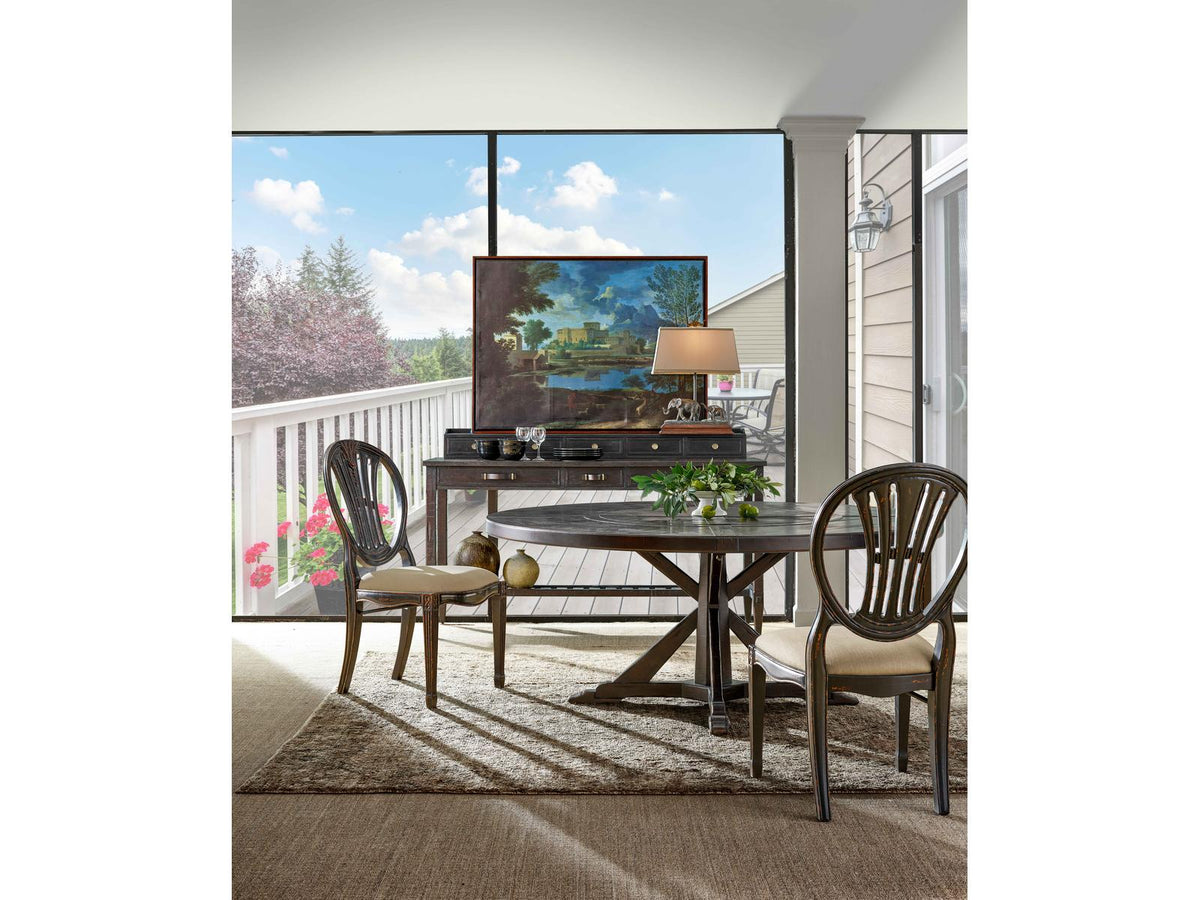 JC Casual 72-Inch Round Driftwood Dining Table with Lazy Susan