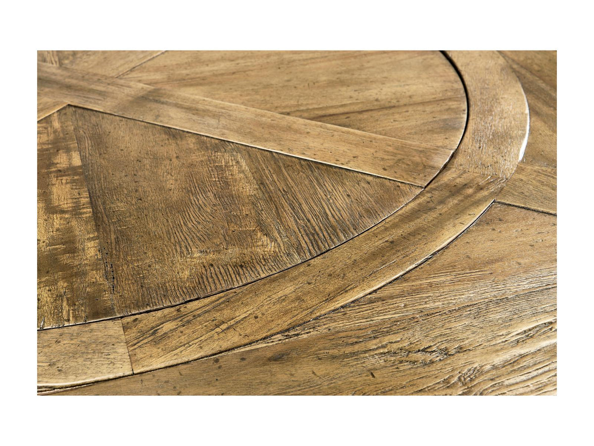 JC Casual 72-Inch Round Driftwood Dining Table with Lazy Susan