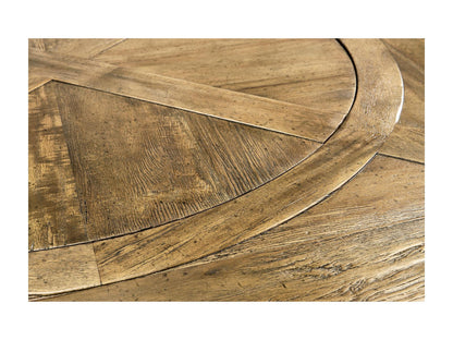 JC Casual 72-Inch Round Driftwood Dining Table with Lazy Susan