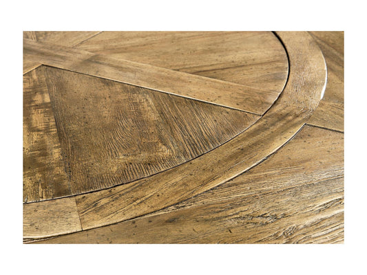 JC Casual 72-Inch Round Driftwood Dining Table with Lazy Susan