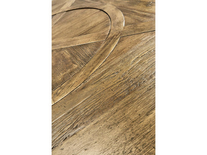 JC Casual 72-Inch Round Driftwood Dining Table with Lazy Susan