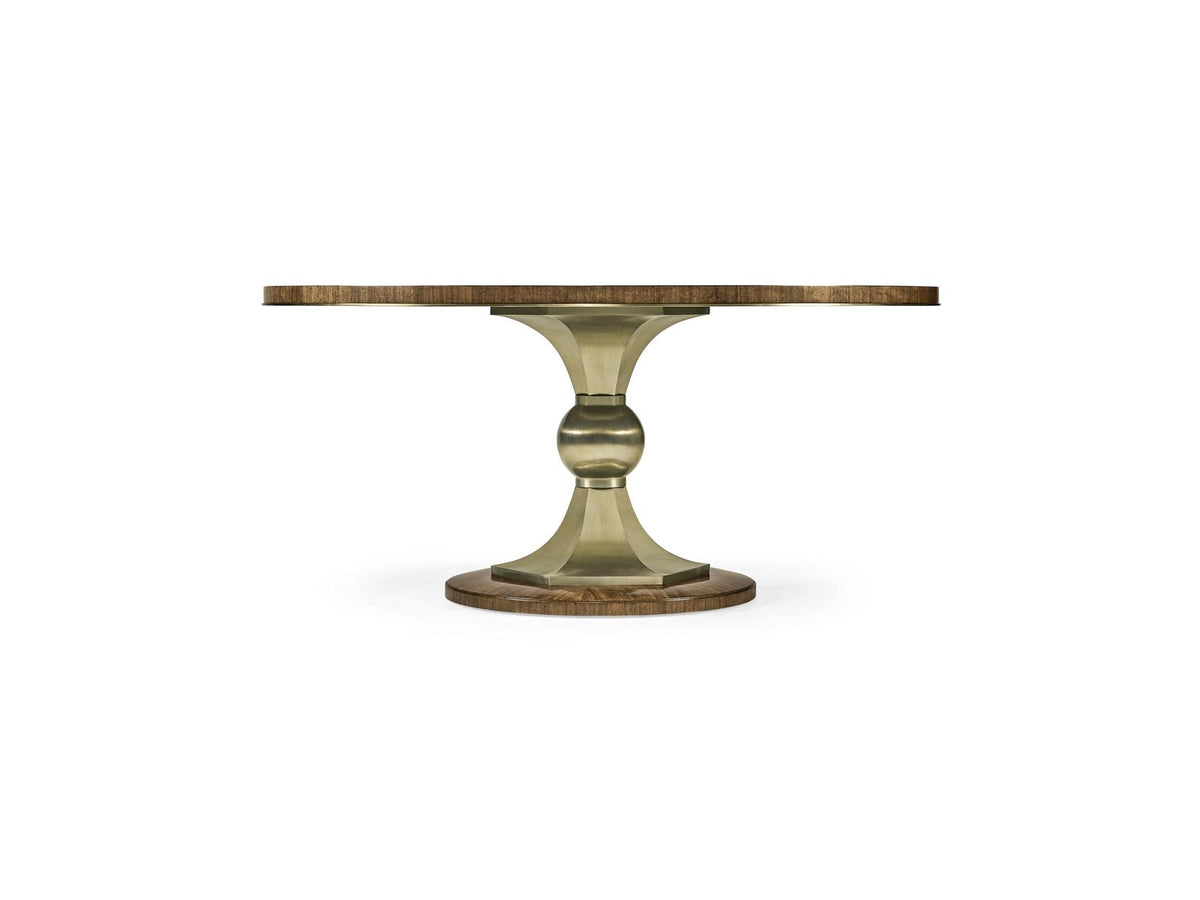 Barcelona Round Walnut Dining Table with Champagne Base