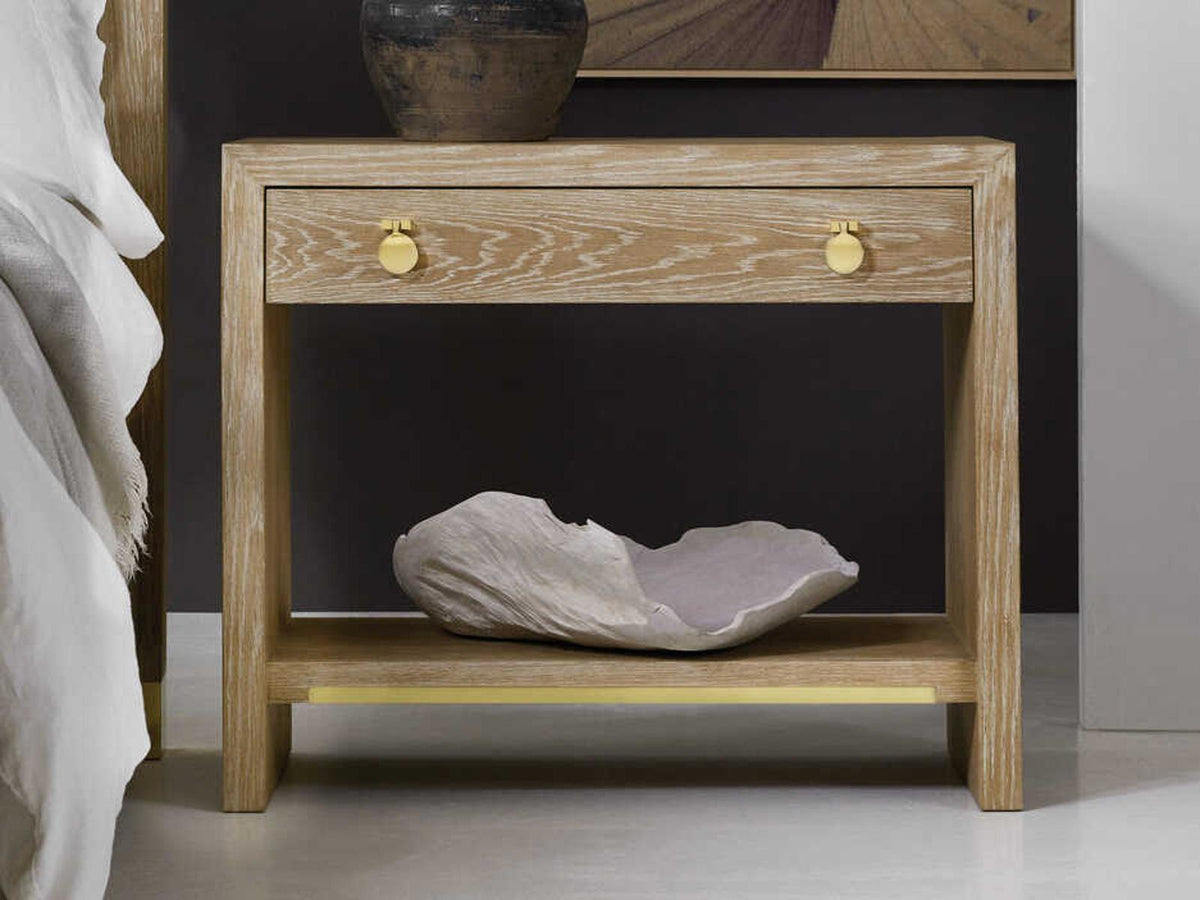 Mirage 1-Drawer Beige Oak Wood Nightstand