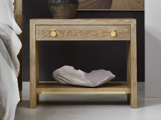 Mirage 1-Drawer Beige Oak Wood Nightstand