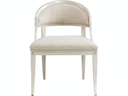 Inese Upholstered Armless Dining Side Chair in White Hardwood