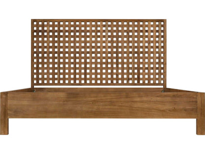 Quinnton Natural Brown Teak Wood King Platform Bed