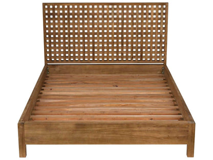 Quinnton Natural Brown Teak Wood King Platform Bed