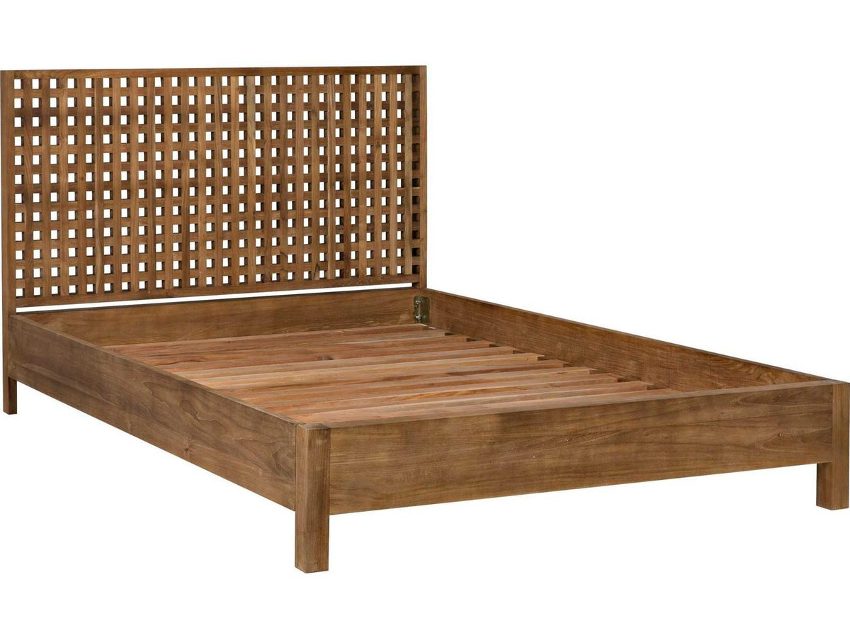 Quinnton Natural Brown Teak Wood King Platform Bed