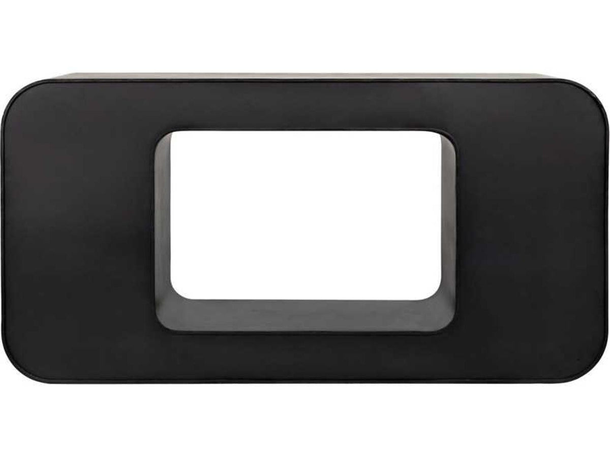 Shylock Rectangular Metal Console Table in Matte Black