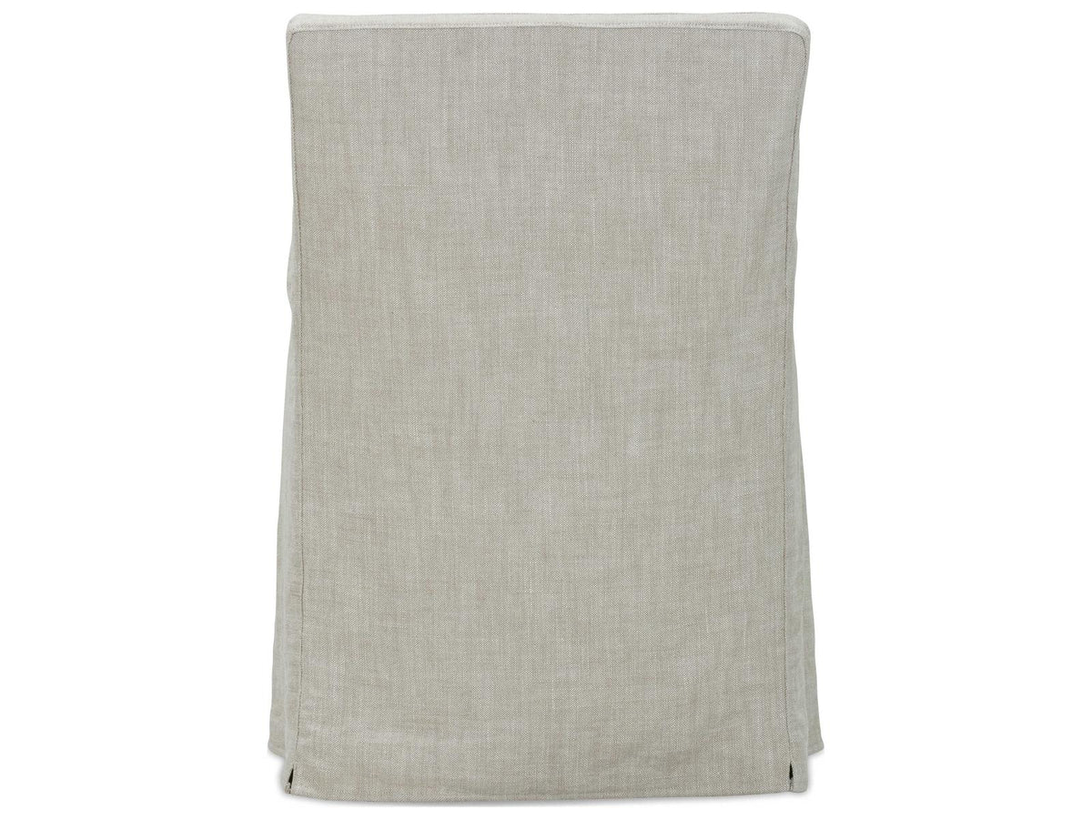 Finch Beige Upholstered Arm Dining Chair with Slipcover and Casters
