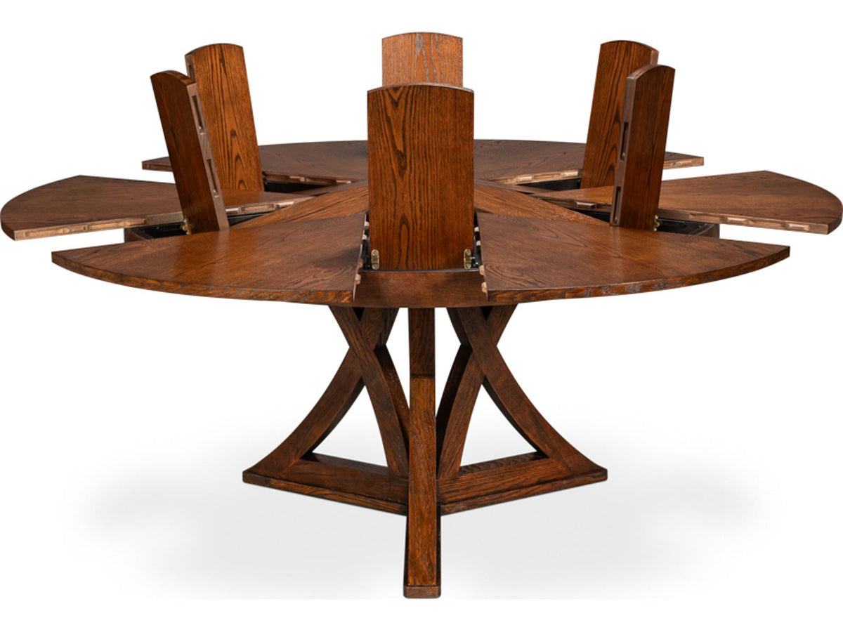 Casual Jupe Round Extendable Dining Table in Dark Walnut