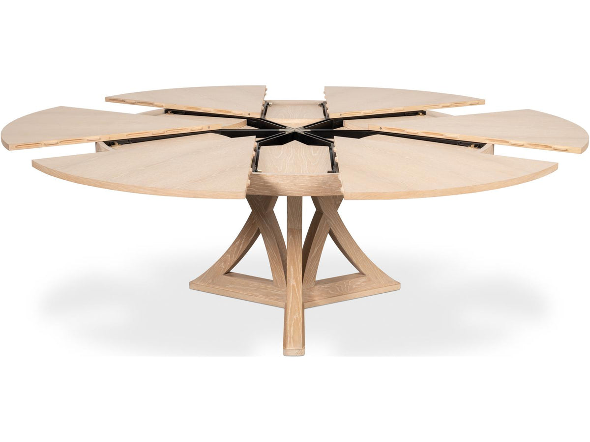 Jupe Casual Extendable Round Dining Table in Bleached Oak