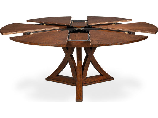Casual Jupe Round Extendable Dining Table in Dark Walnut