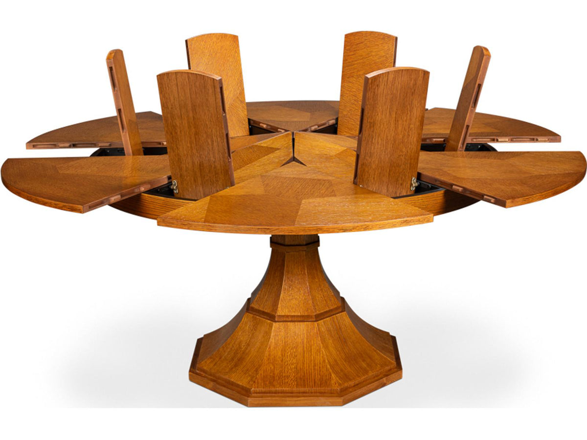 Giselle 55-Inch Round Jupe Extendable Dining Table in Tobacco Brown