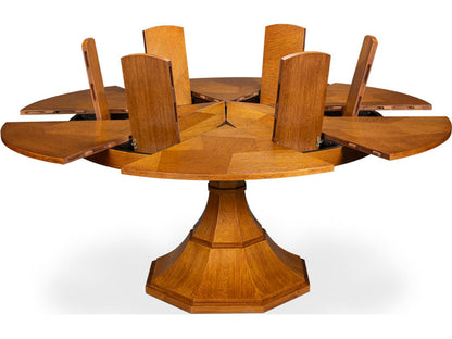 Giselle 55-Inch Round Jupe Extendable Dining Table in Tobacco Brown