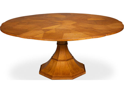 Giselle 55-Inch Round Jupe Extendable Dining Table in Tobacco Brown