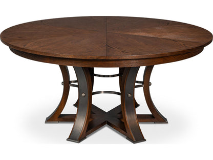 Tower Jupe Round Extendable Dining Table in Palladio Finish