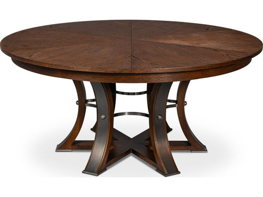 Tower Jupe Round Extendable Dining Table in Palladio Finish