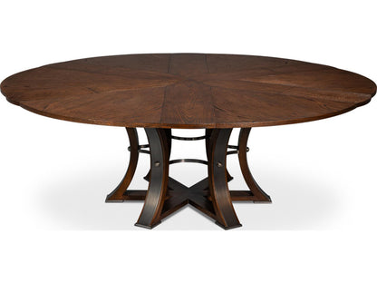 Tower Jupe Round Extendable Dining Table in Palladio Finish