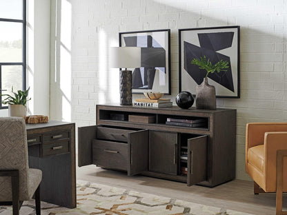 Studio Designs Hampton 66-Inch Oak Wood Media Console in Graphite